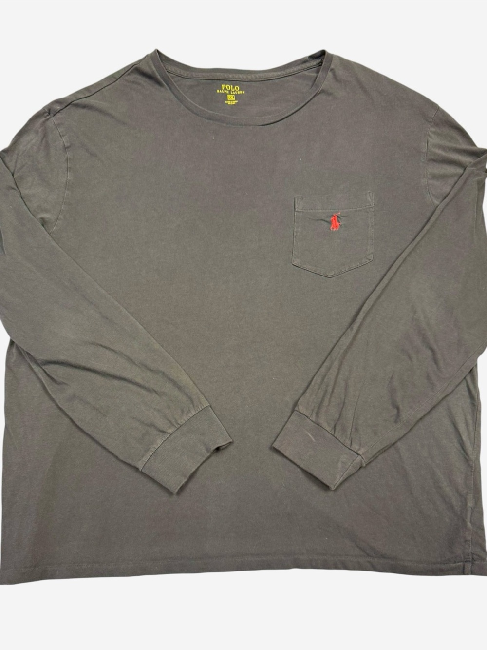 Polo Ralph Lauren Men’s XXL Washed Black Long Sleeve Pocket T Shirt Red Pony